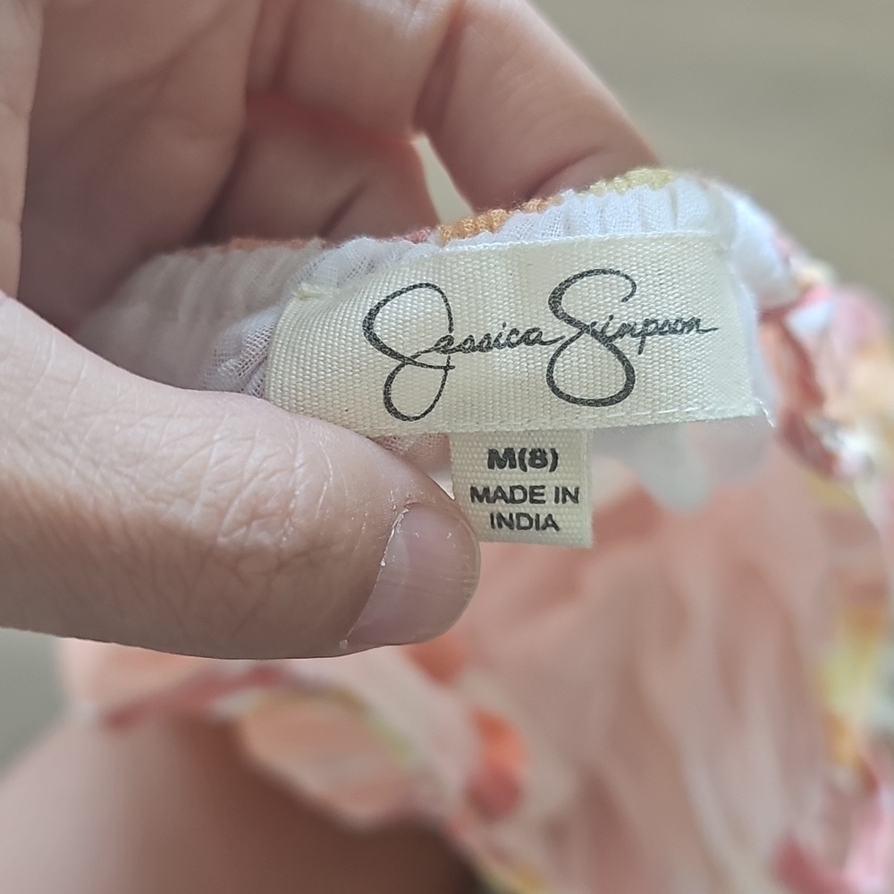 Jessica Simpson Pink and Yellow Striped Kids Dress Size 8 - Picture 3 of 6